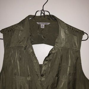 American Eagle Olive Green Keyhole Bk Shirt Dress